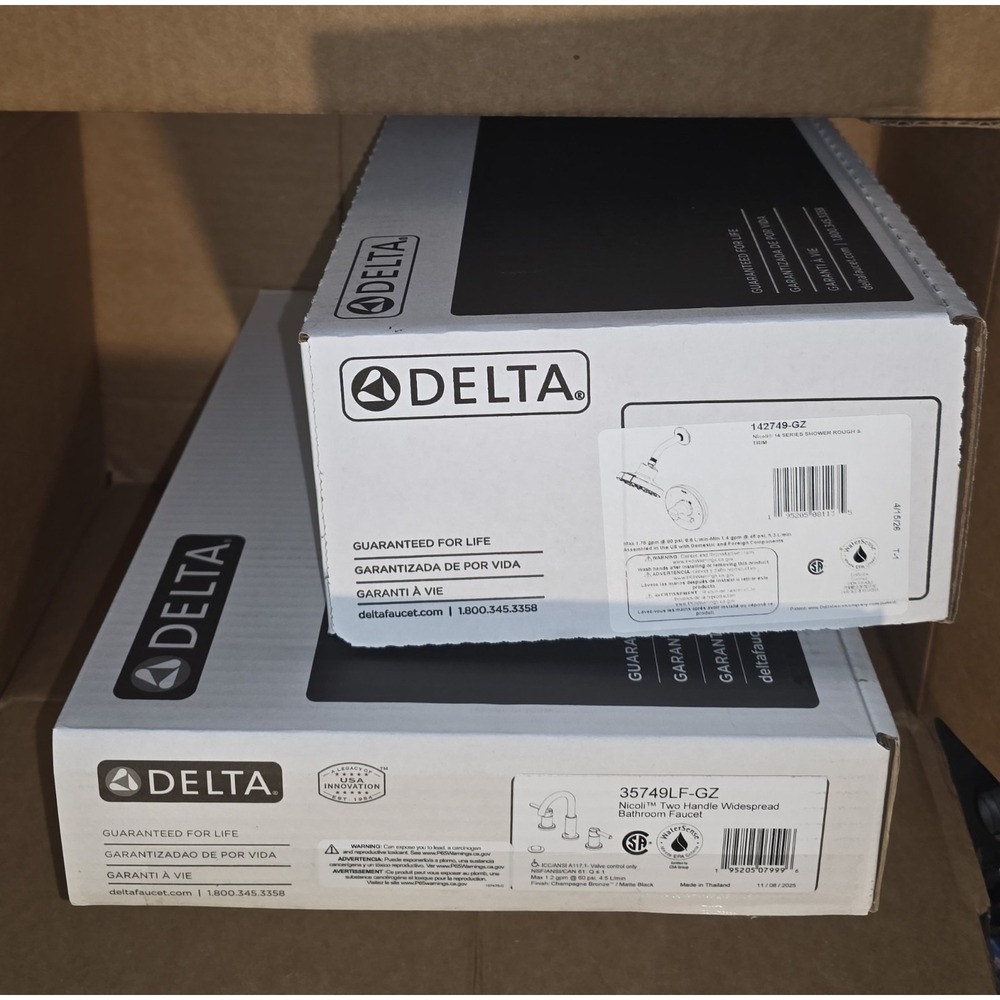 Delta Nicoli 14 Ser. Shower + Sink Faucet Black Champagne Bronze FVS2-NI0201-GZ